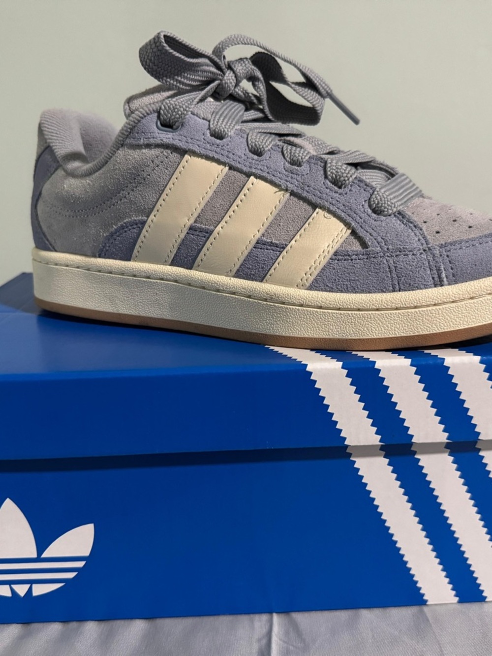 adidas Suede Low-Top Sneakers in Light Gray and Cream